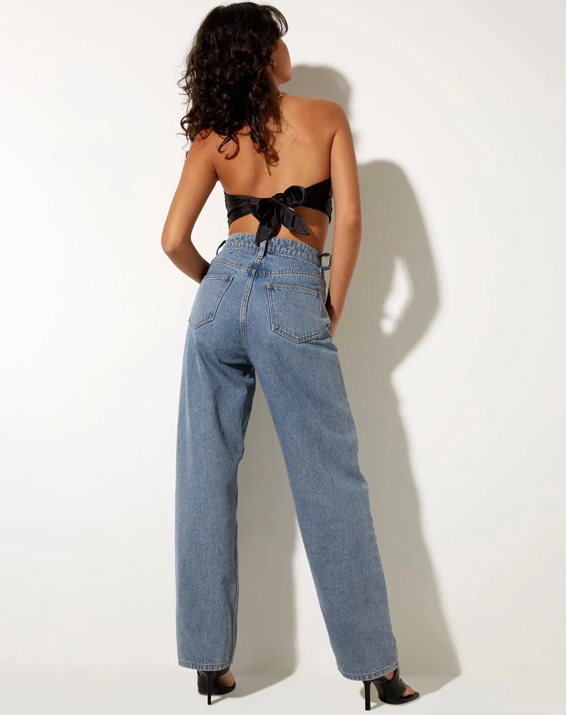 Nolda Crop Top in Satin Black sold by Motel Rocks product image thumbnail 5