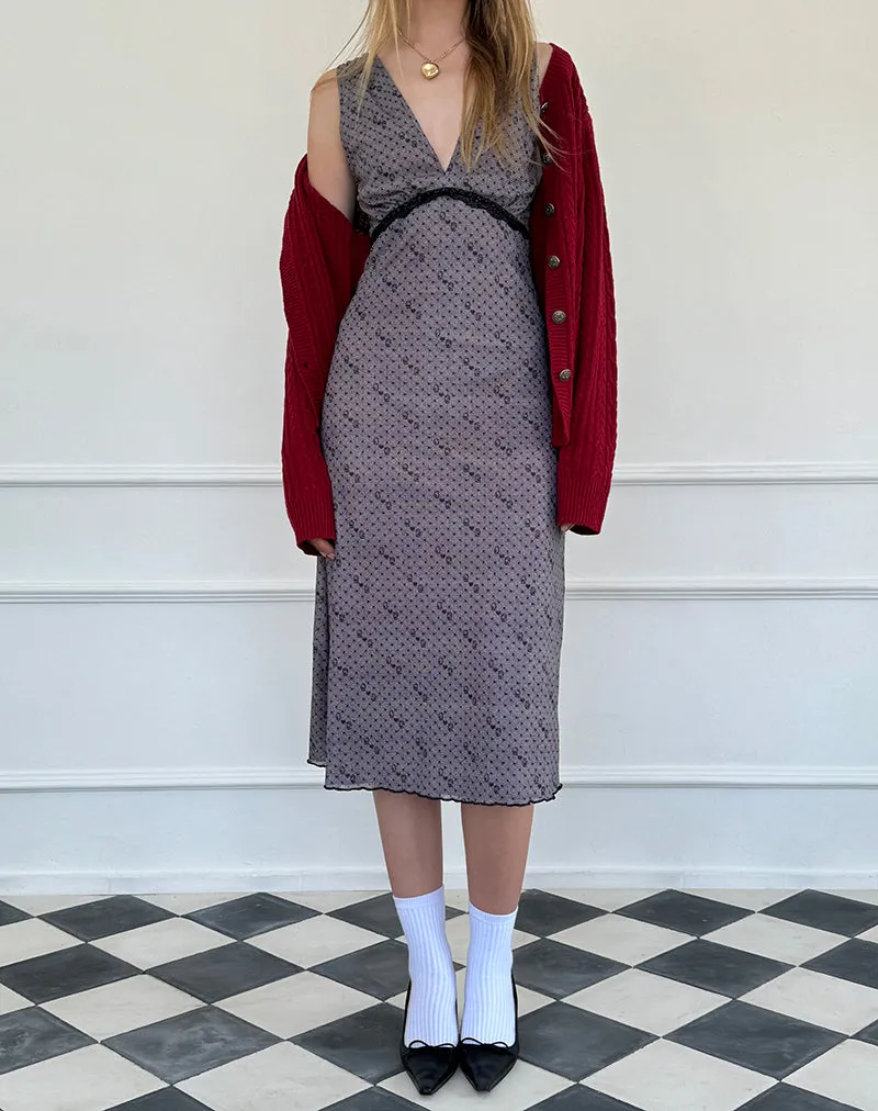 Vasida Mesh Midi Dress in Queen of Hearts sold by Motel Rocks
