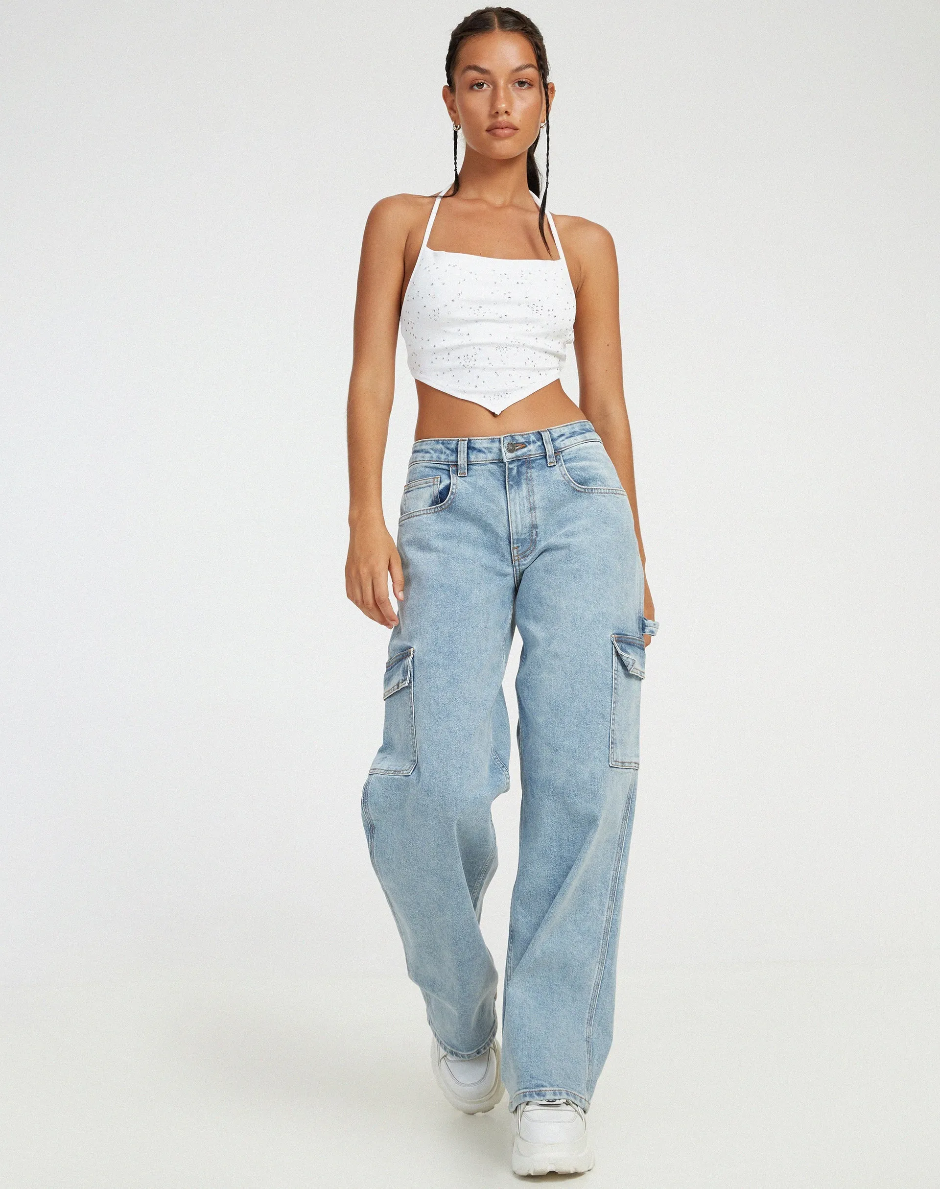 Ketida Crop Top in White Diamante sold by Motel Rocks product image thumbnail 4