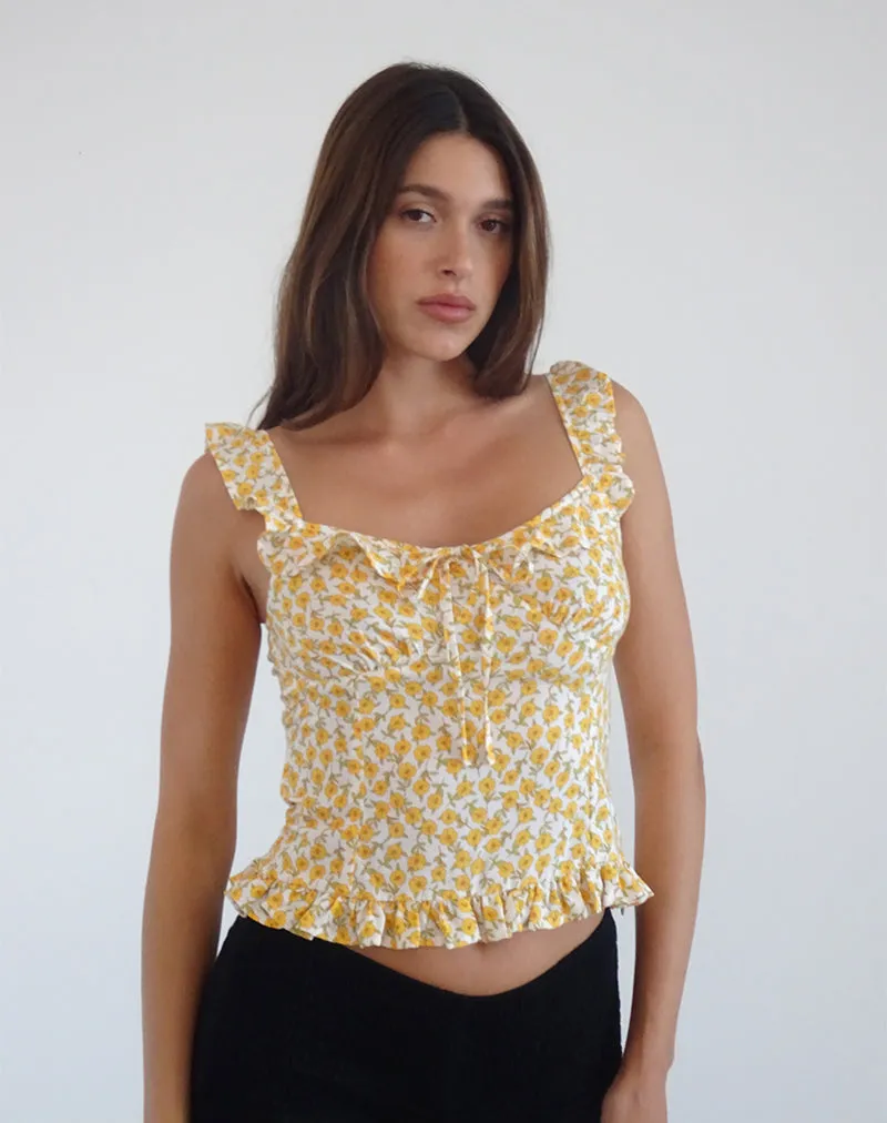 Angelica Top in Yellow Cosmos Garden sold by Motel Rocks product image thumbnail 4