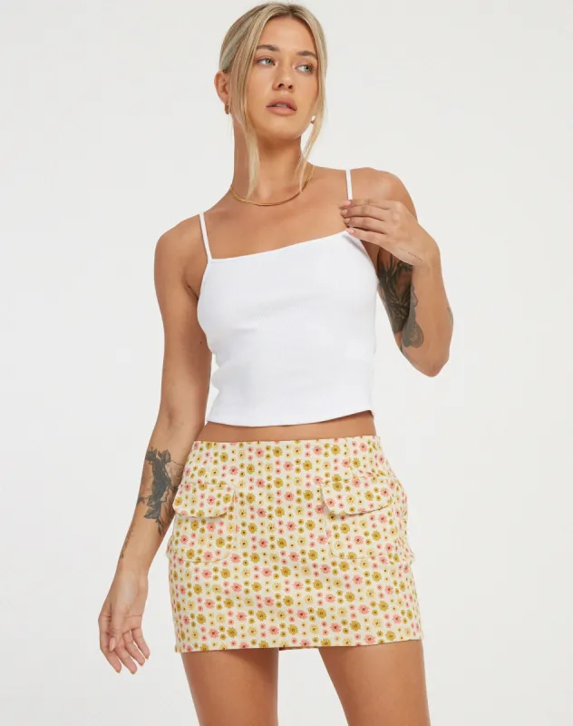 Imsa Mini Skirt in Daisy Chain Cream sold by Motel Rocks