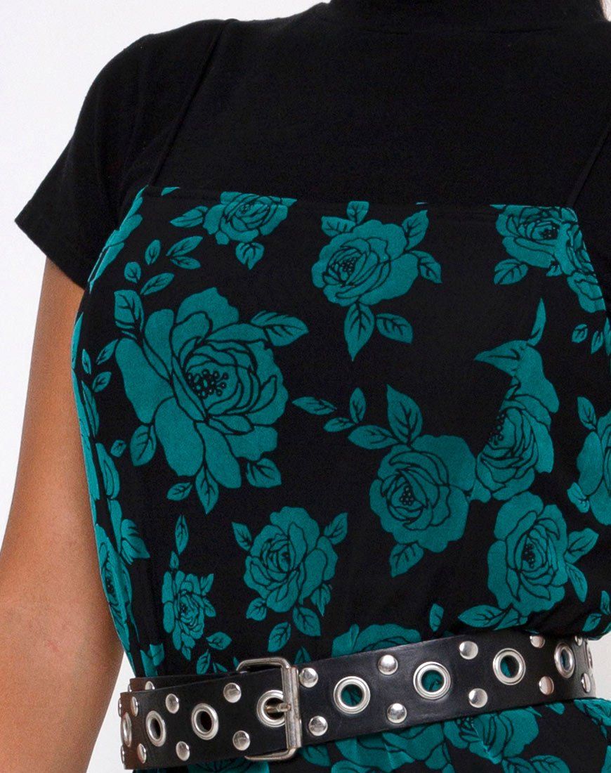 Daxita Midi Dress in Romantic Rose Flock Teal sold by Motel Rocks product image thumbnail 5