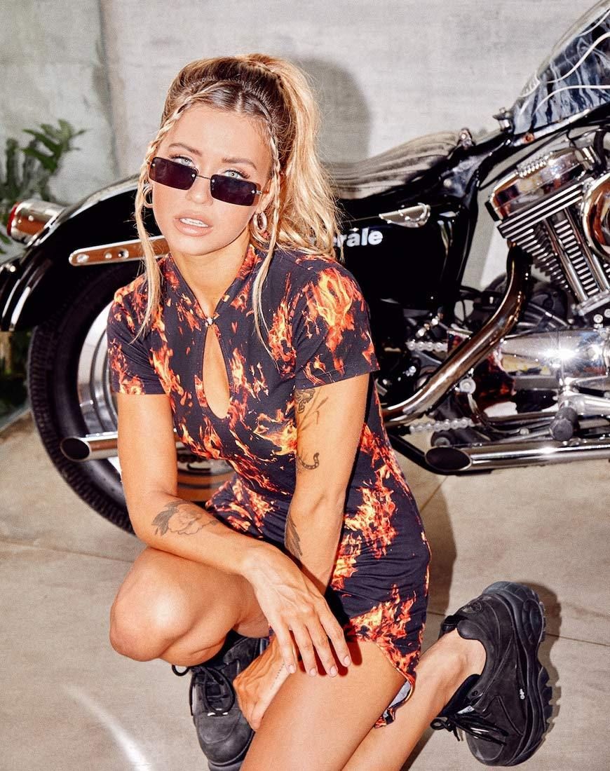 Marlin Bodycon Dress in Fire sold by Motel Rocks product image thumbnail 3