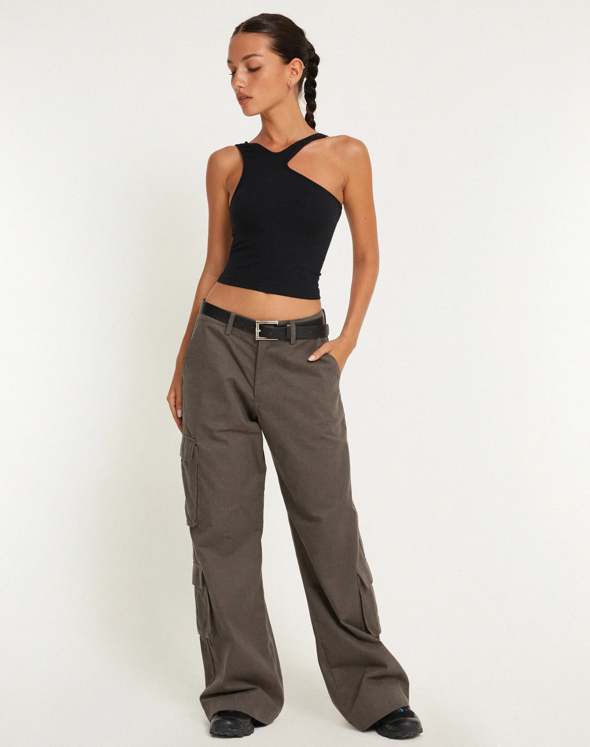 Xylia Crop Top in Lycra Black sold by Motel Rocks product image thumbnail 3