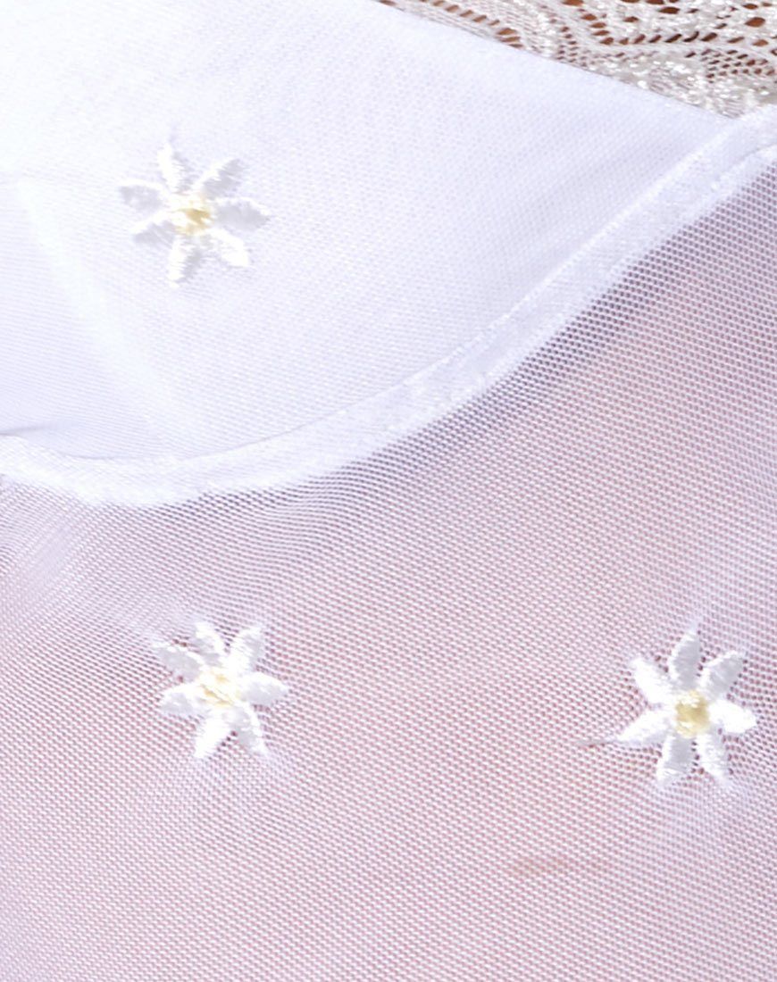 Yenika Crop Top in White Daisy Embro with White Lace sold by Motel Rocks product image thumbnail 5