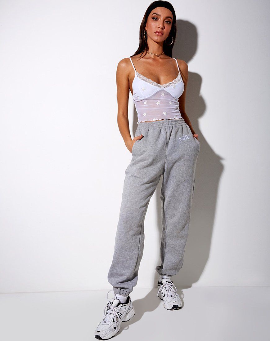 Yenika Crop Top in White Daisy Embro with White Lace sold by Motel Rocks product image thumbnail 4