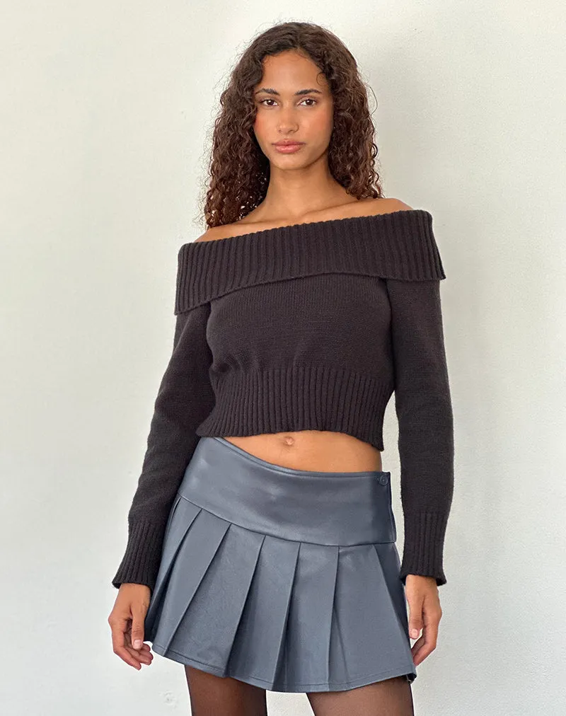 Casini Pleated Micro Skirt in PU Slate Grey sold by Motel Rocks product image thumbnail 2