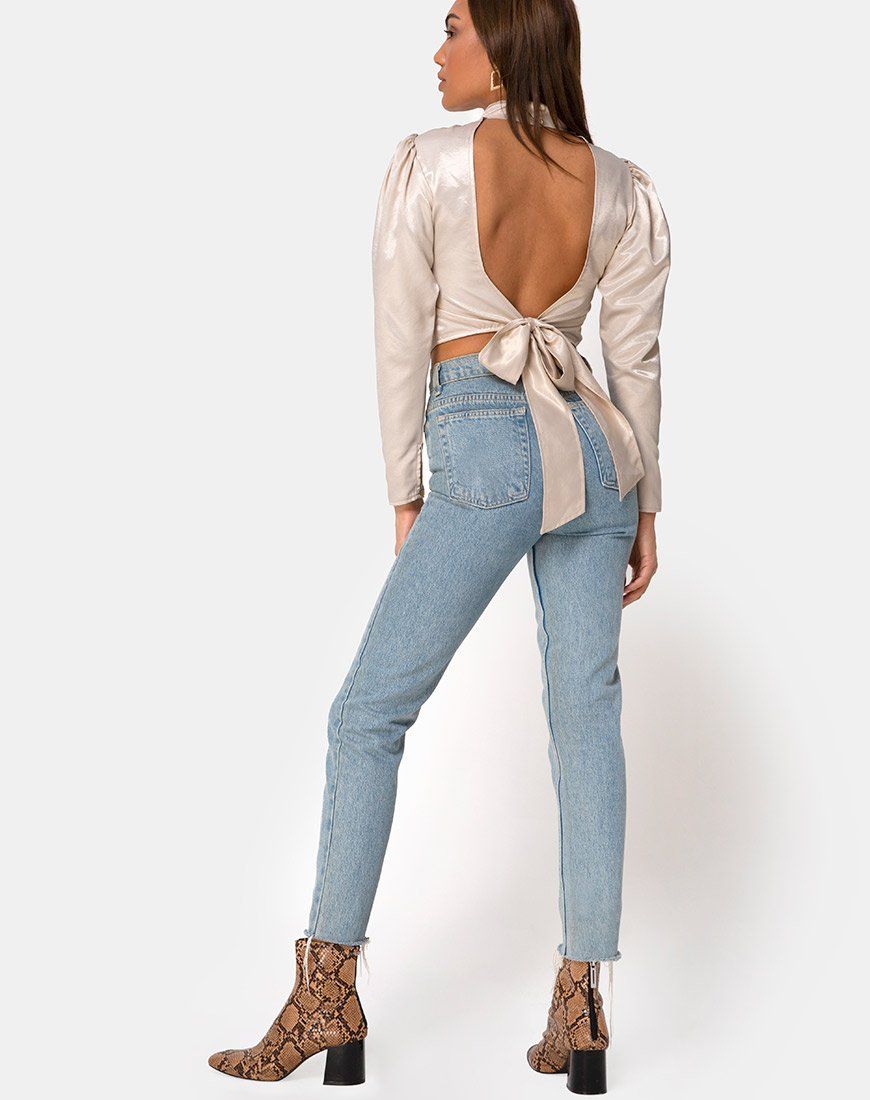 Lona Longsleeve Top in Satin Cream sold by Motel Rocks product image thumbnail 4
