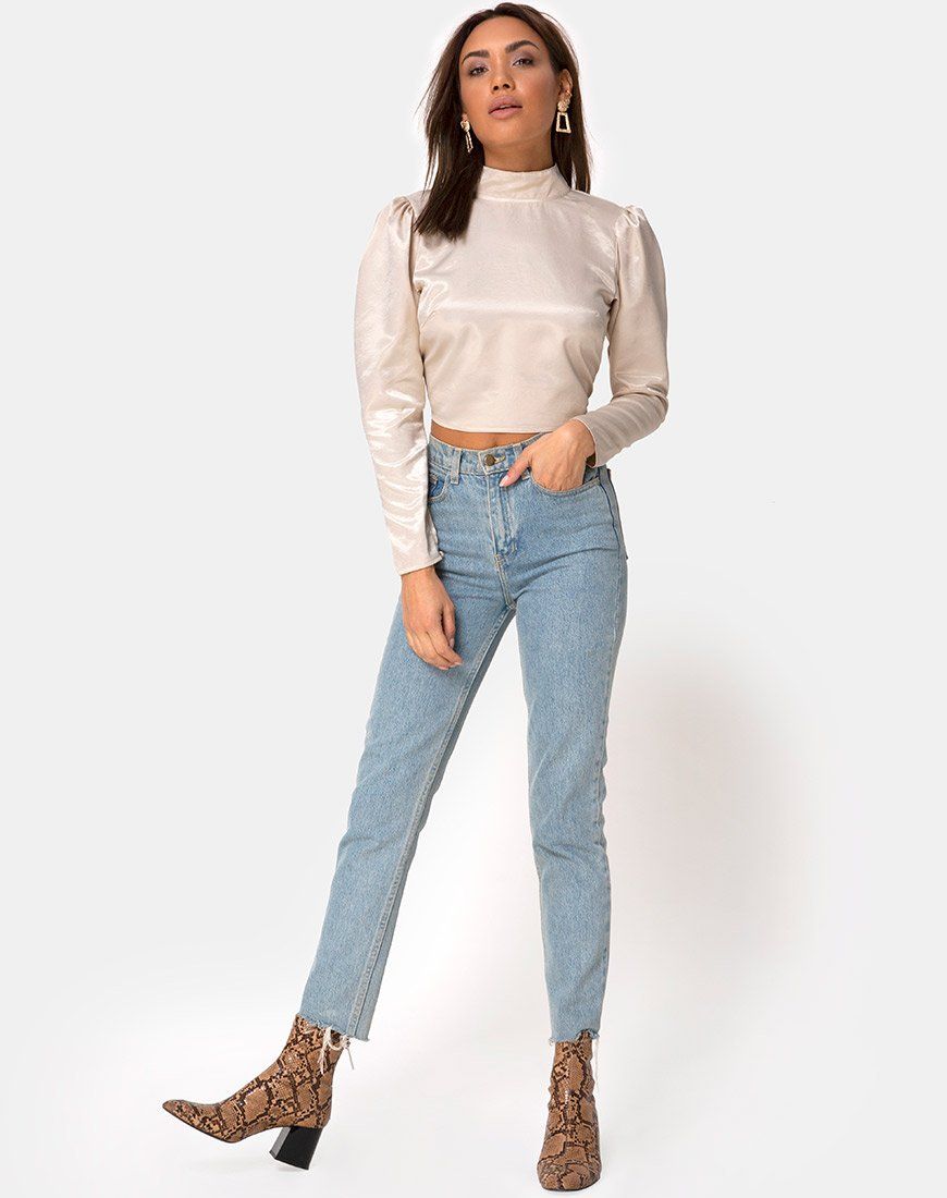 Lona Longsleeve Top in Satin Cream sold by Motel Rocks product image thumbnail 3