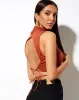 Quera Crop Top in Rib Picante with 'Angel' Embro sold by Motel Rocks