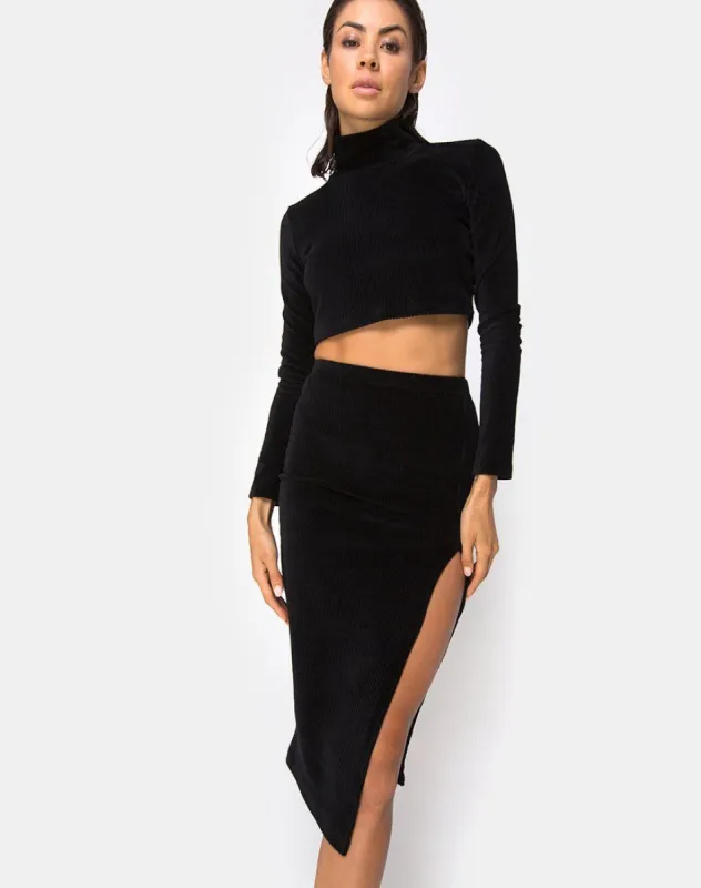 Shureen Crop Top in Rib Black sold by Motel Rocks