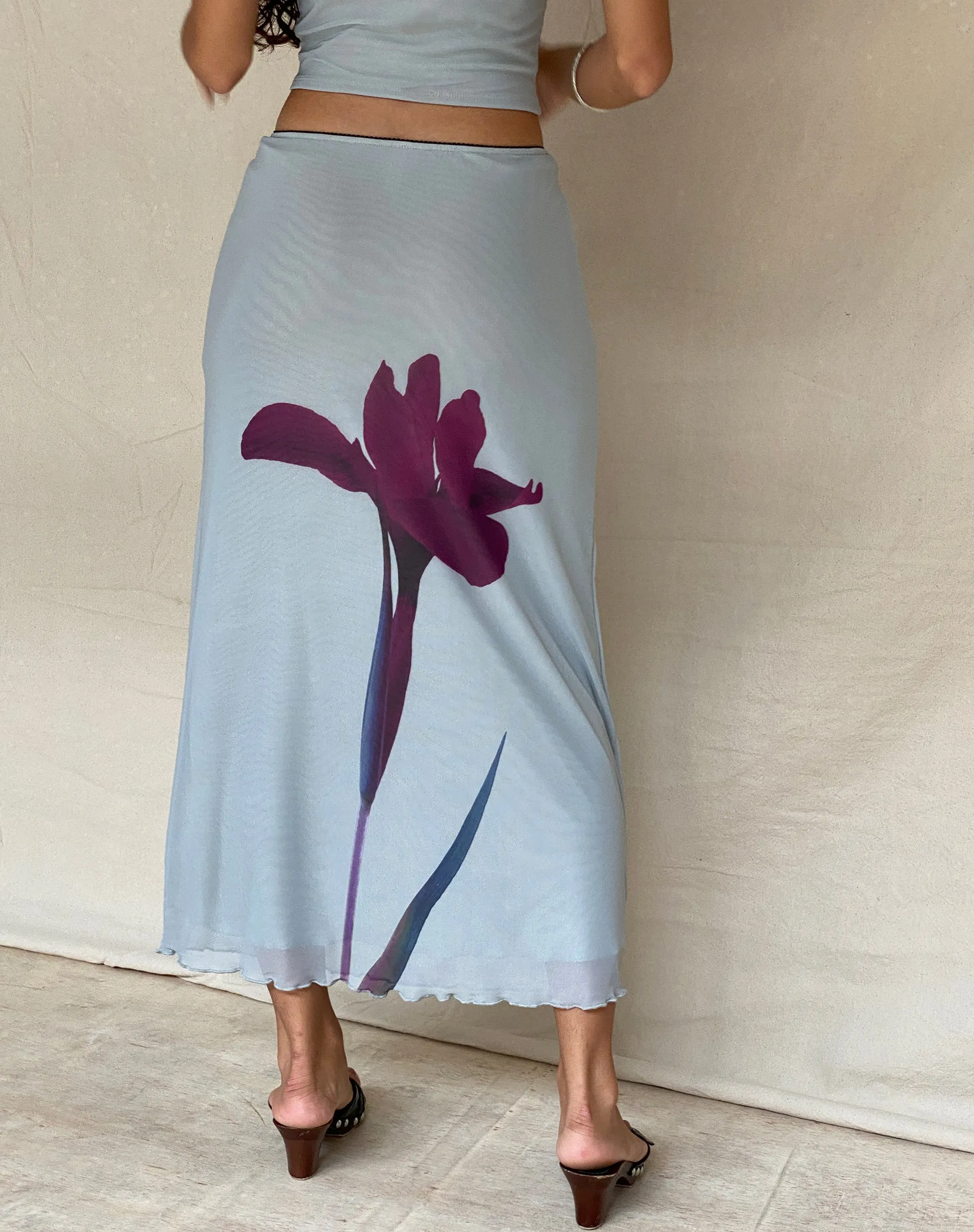 Lassie Midi Skirt in Mint Flower Placement sold by Motel Rocks product image thumbnail 3