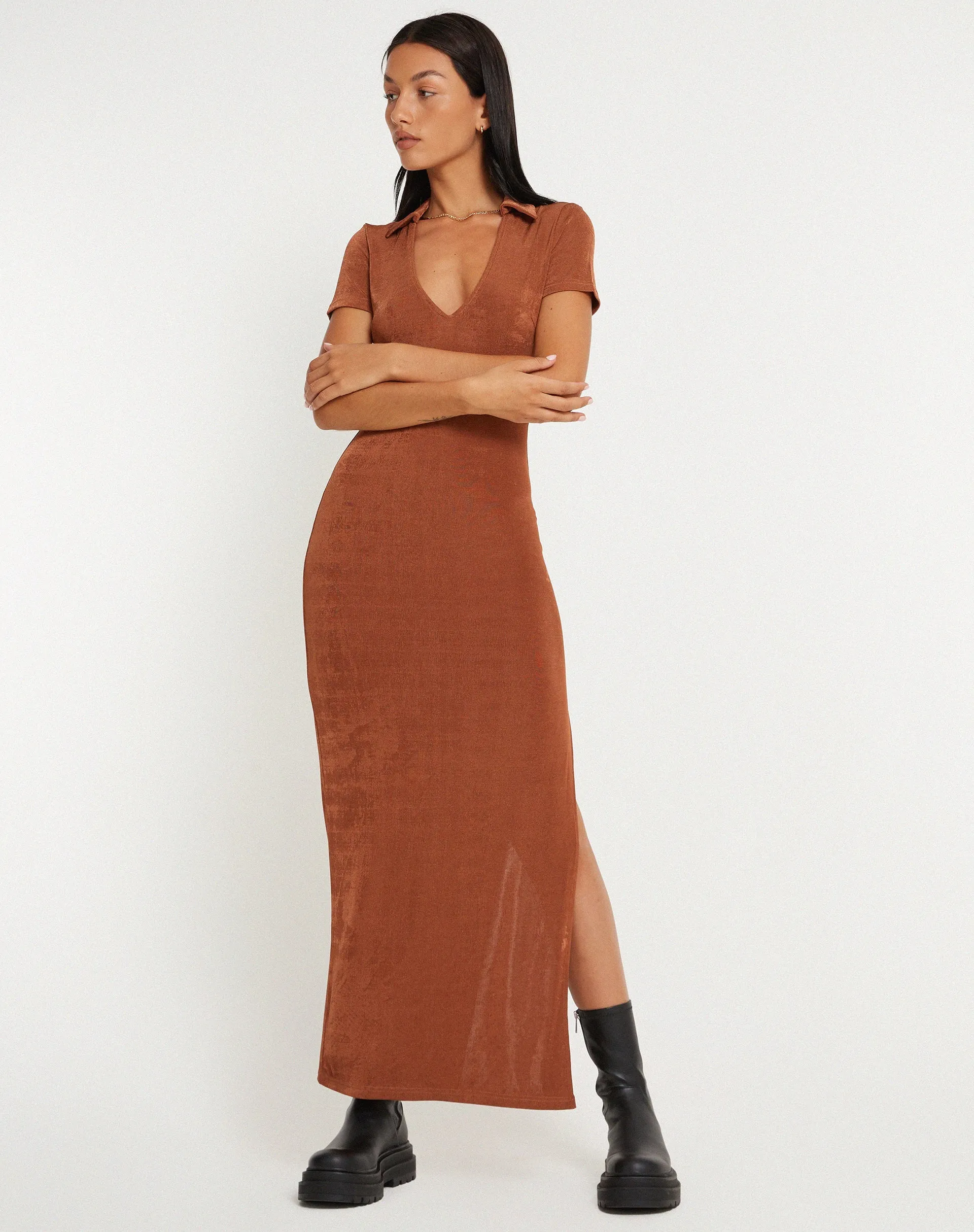 Savita Maxi Dress in Bronze sold by Motel Rocks product image thumbnail 3