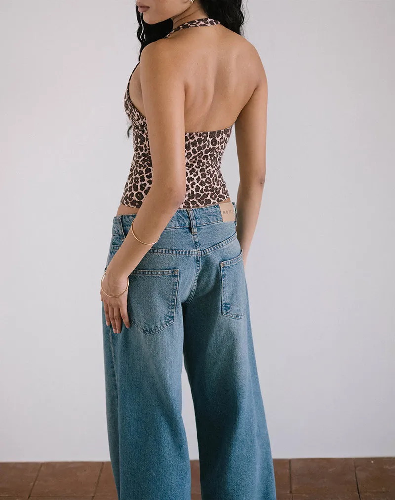 Cosimo Halterneck Top in Rar Leopard Sandstorm sold by Motel Rocks product image thumbnail 3