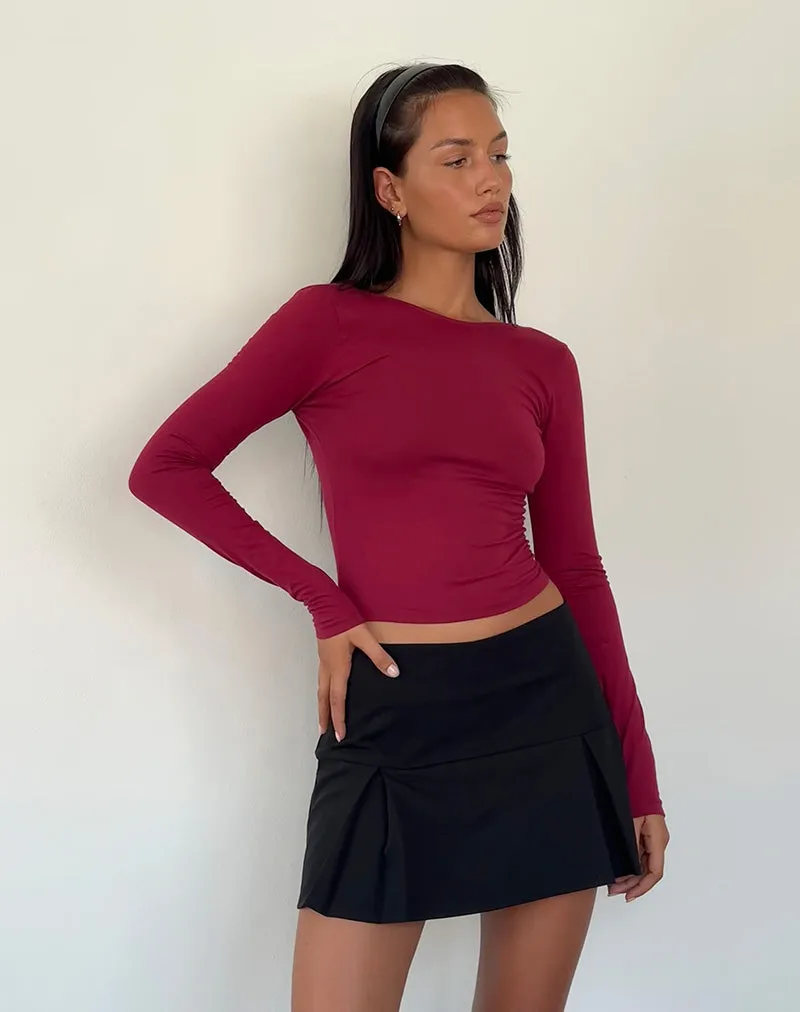 Xiabon Backless Long Sleeve Top in Burgundy sold by Motel Rocks product image thumbnail 2