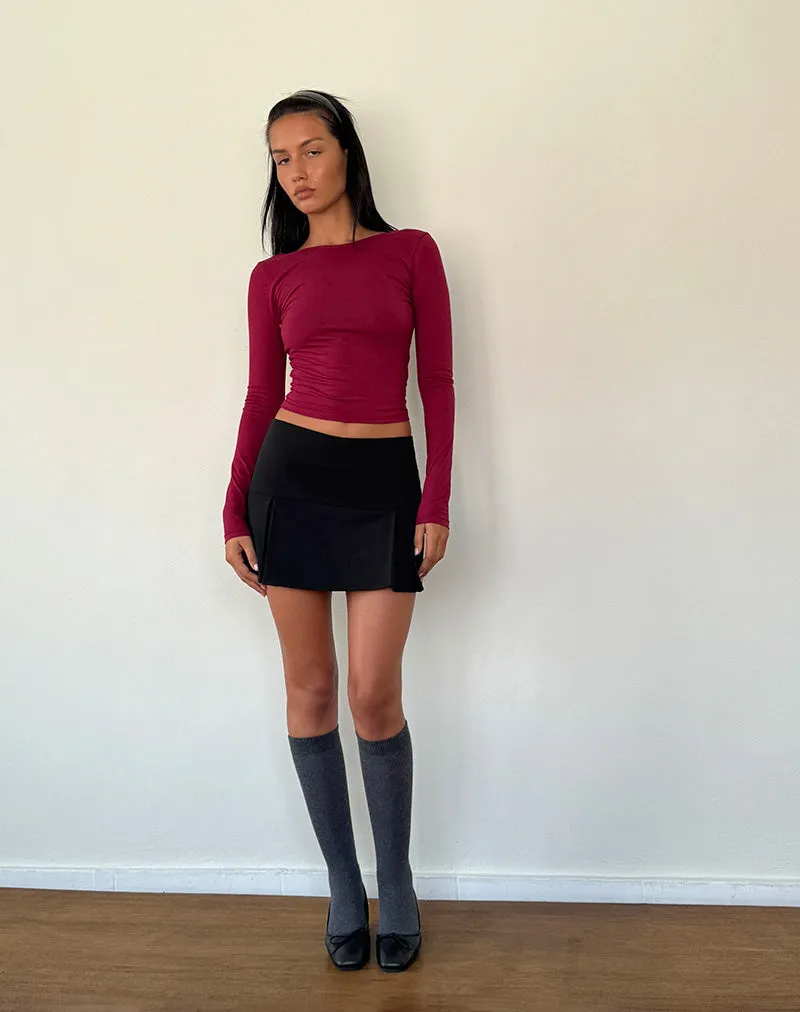 Xiabon Backless Long Sleeve Top in Burgundy sold by Motel Rocks product image thumbnail 3