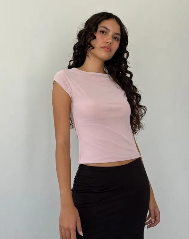 Nova Top In Mesh Pink sold by Motel Rocks