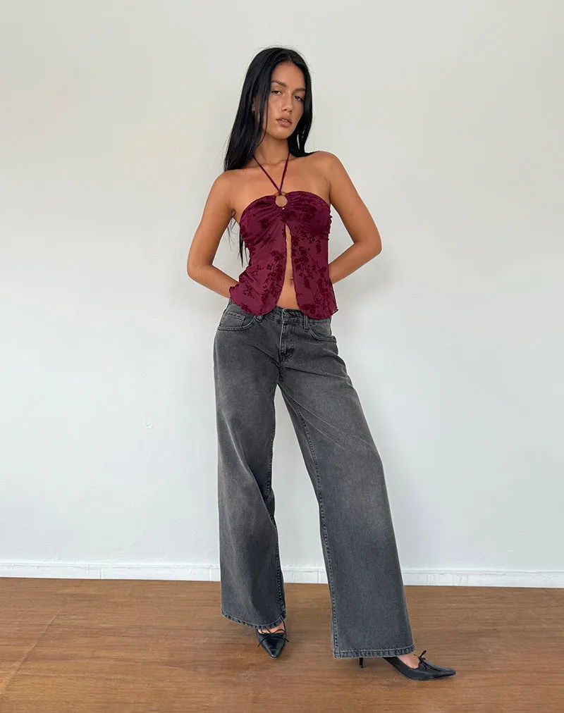 Janar Top in Botanical Flower Maroon sold by Motel Rocks product image thumbnail 3