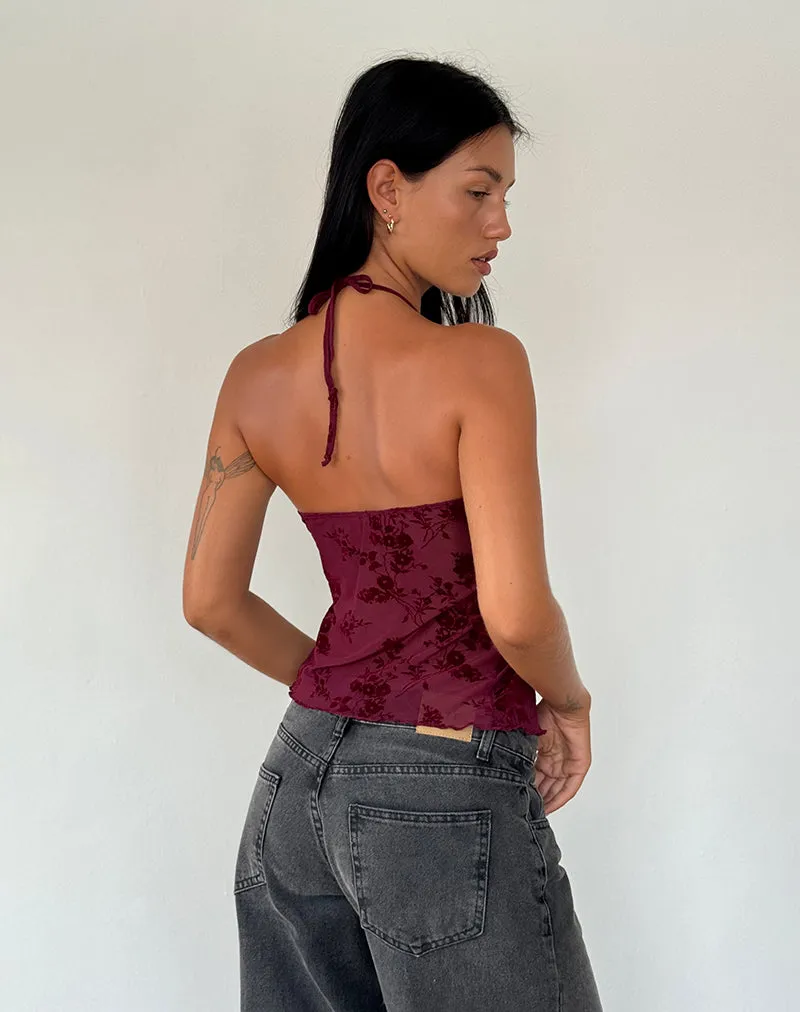 Janar Top in Botanical Flower Maroon sold by Motel Rocks product image thumbnail 5