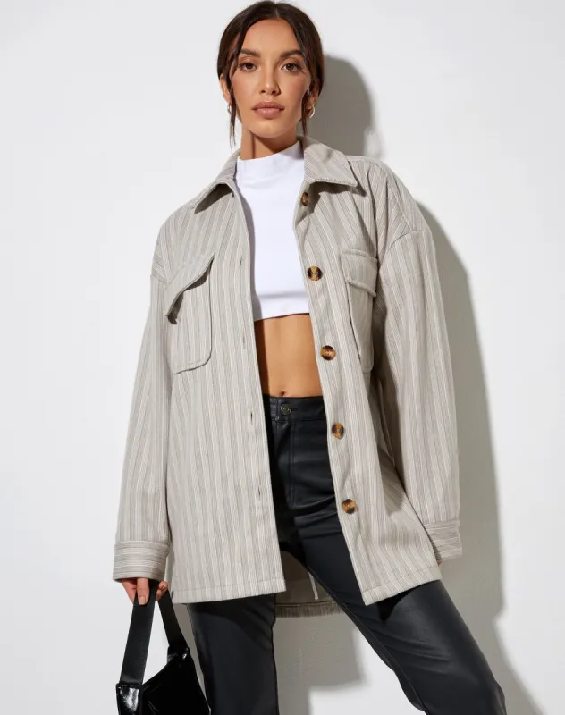 Marcella Shirt in Stripe Tonal Grey sold by Motel Rocks