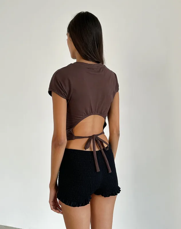 Xiwon Bow Back Top in Deep Mahogany sold by Motel Rocks