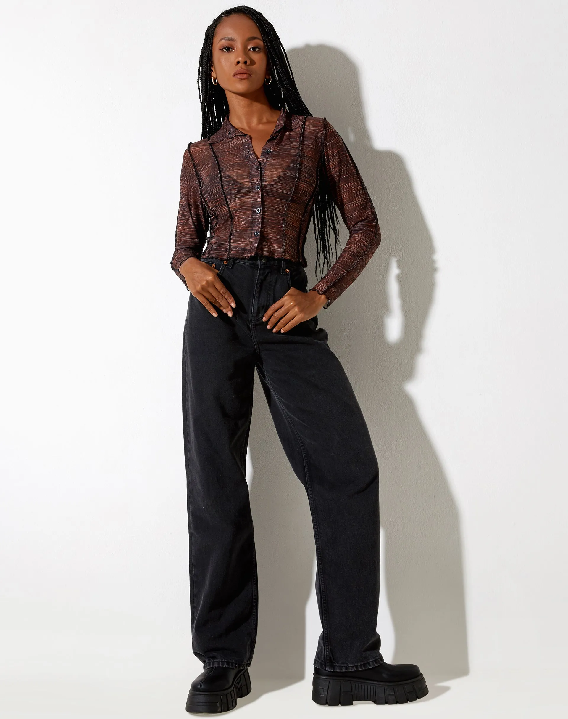 Keera Long Sleeve Shirt in Summer Rays Brown sold by Motel Rocks product image thumbnail 4