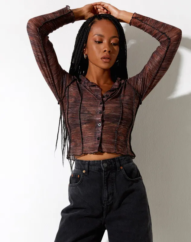 Keera Long Sleeve Shirt in Summer Rays Brown made by Motel Rocks