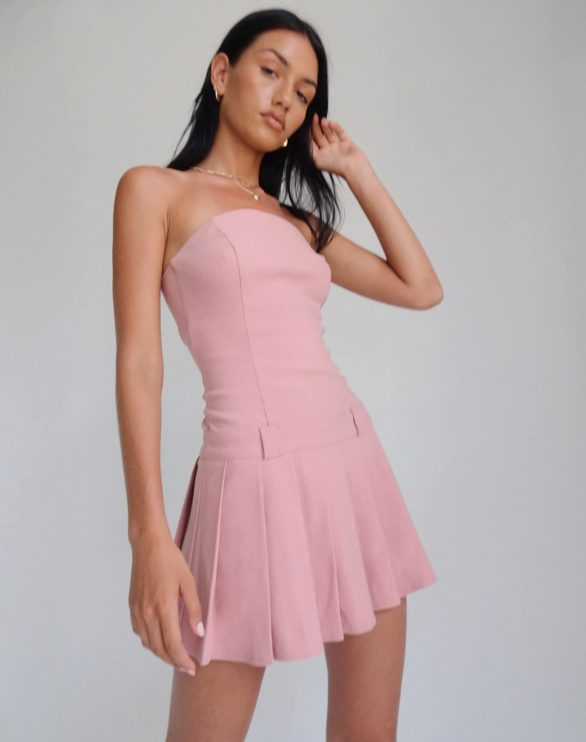 Payoda Bandeau Mini Dress in Pink sold by Motel Rocks