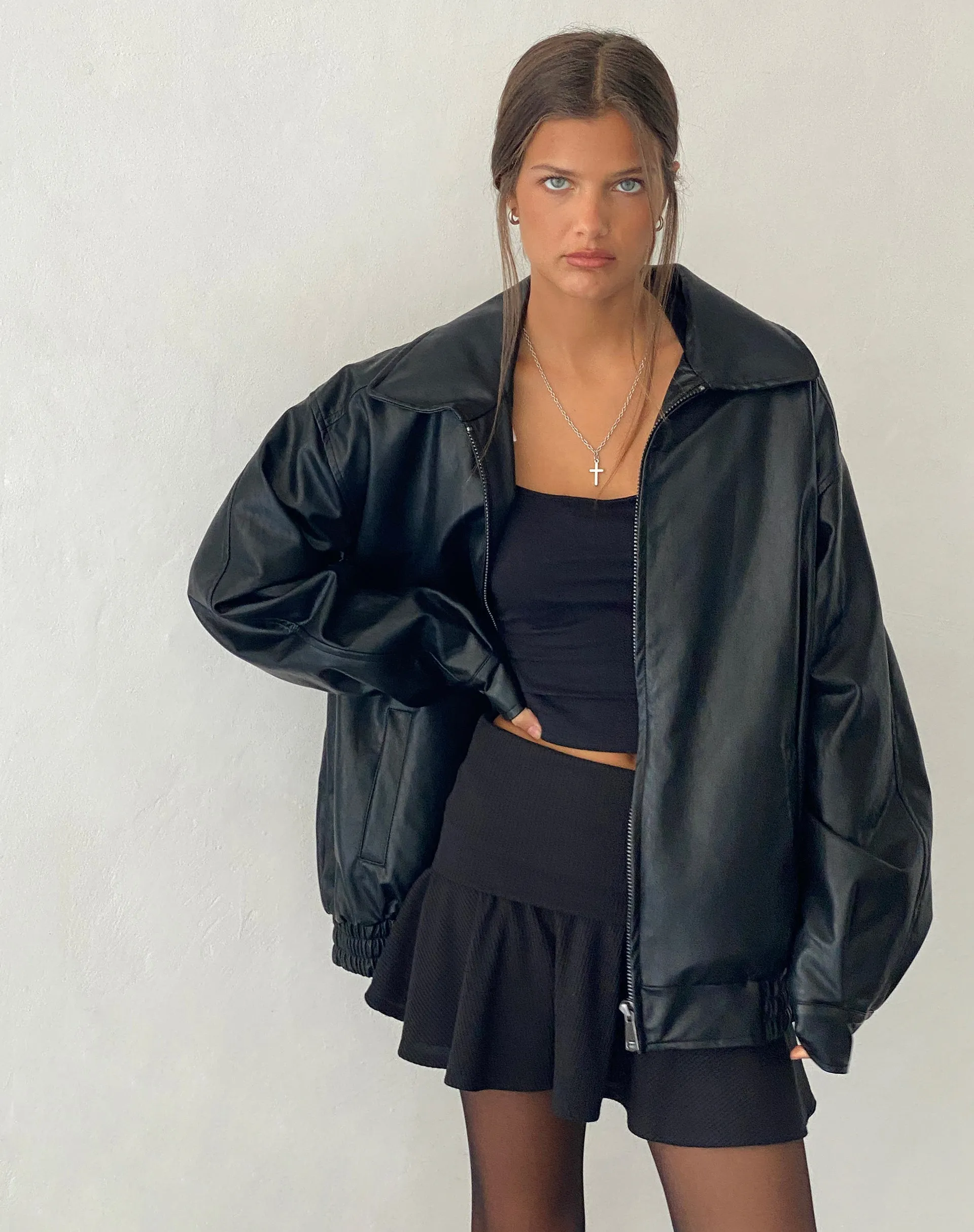 Cavita Jacket in PU Black sold by Motel Rocks