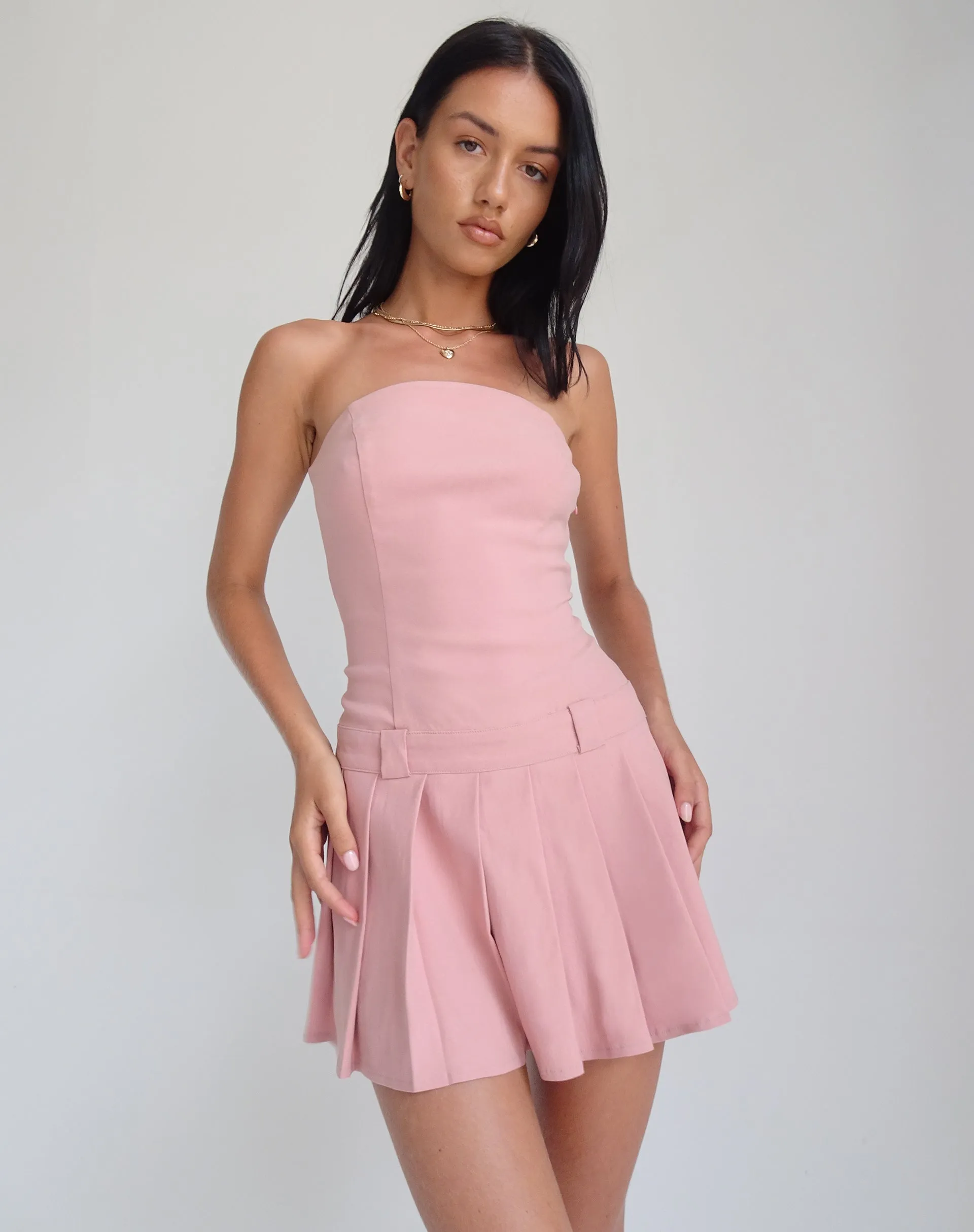 Payoda Bandeau Mini Dress in Pink sold by Motel Rocks product image thumbnail 5