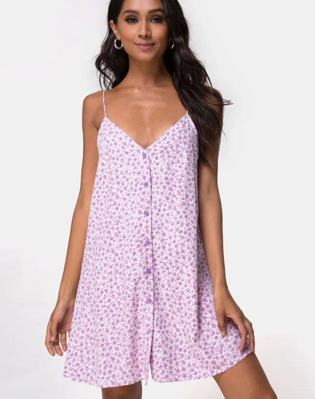 Sanna Slip Dress in Ditsy Rose Lilac sold by Motel Rocks