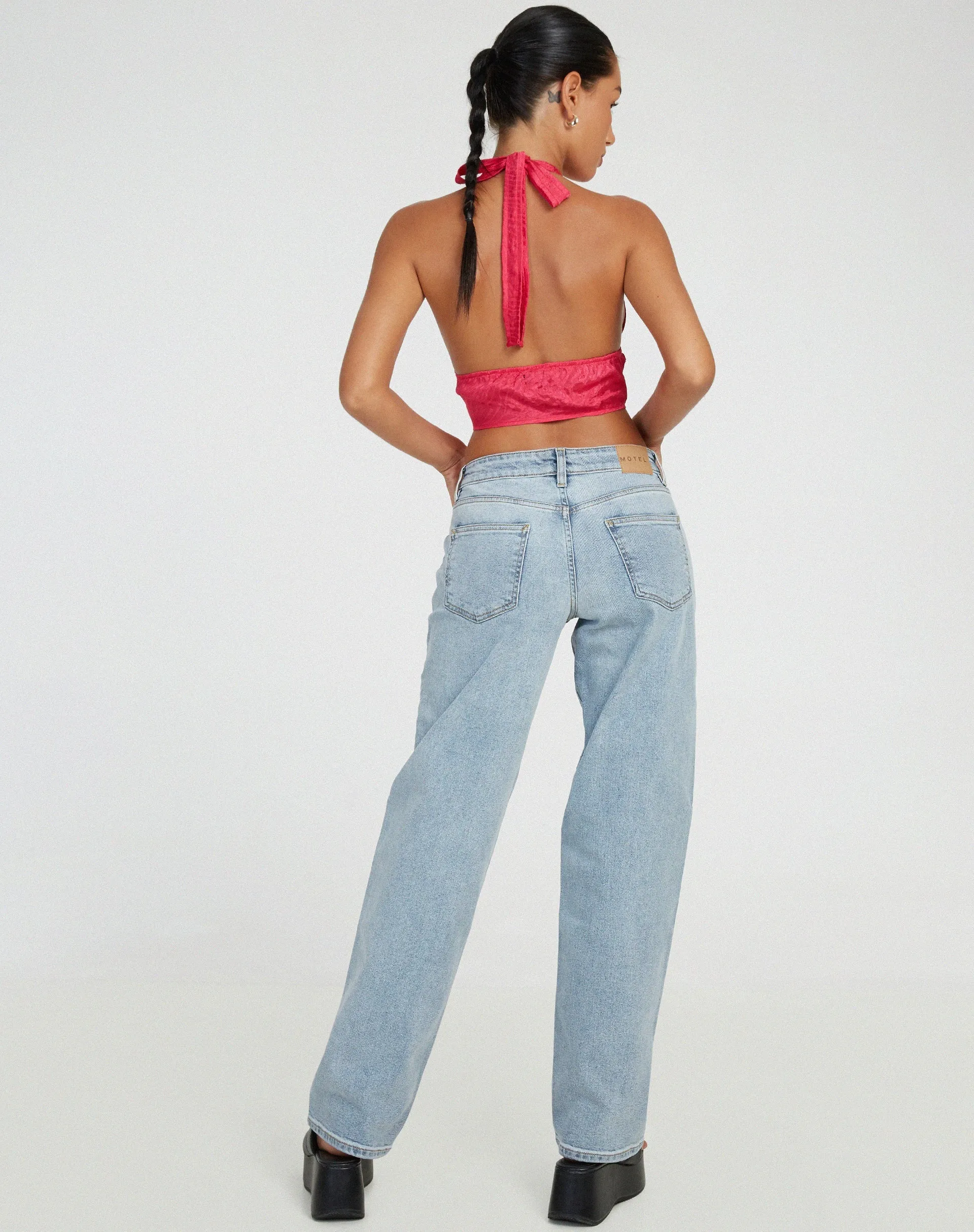 Nanda Crop Top in Satin Zebra Hot Pink sold by Motel Rocks product image thumbnail 4