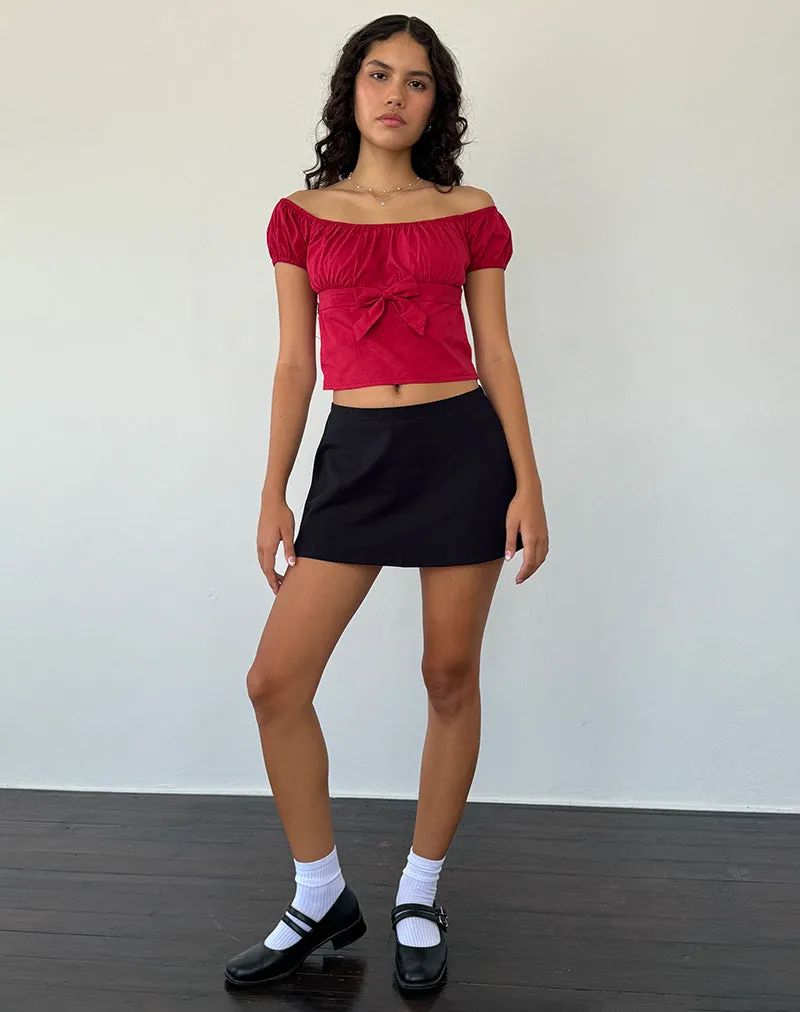 Endah Bardot Top in Poplin Adrenaline Red sold by Motel Rocks product image thumbnail 4