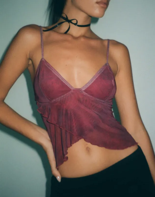 Cojira Mesh Butterfly Top in Tonal Burgundy Paisley made by Motel Rocks