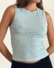 Mohala Top in Bubble Knit Light Blue sold by Motel Rocks