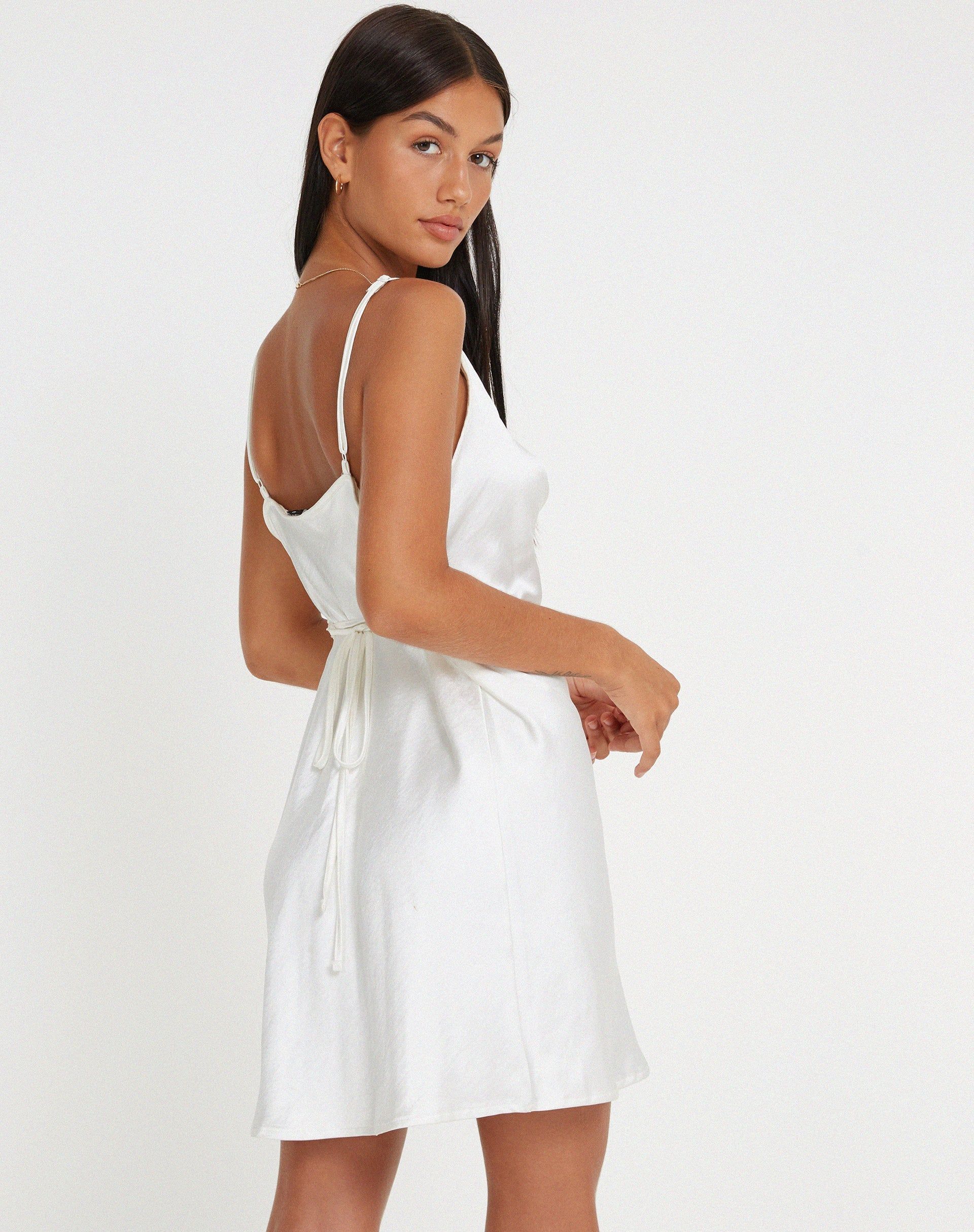 Paiva Slip Dress in Satin Ivory sold by Motel Rocks product image thumbnail 3