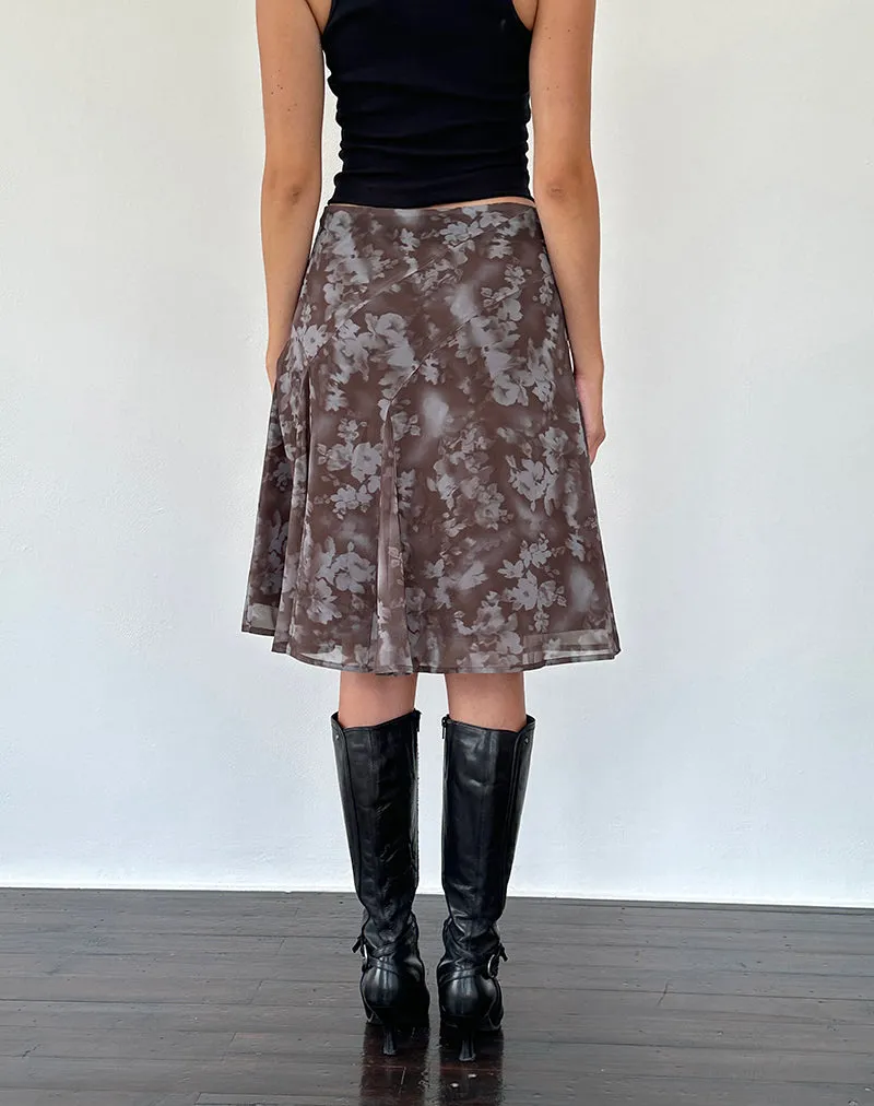 Clarita Midi Skirt in Botanical Shadow Brown sold by Motel Rocks product image thumbnail 5