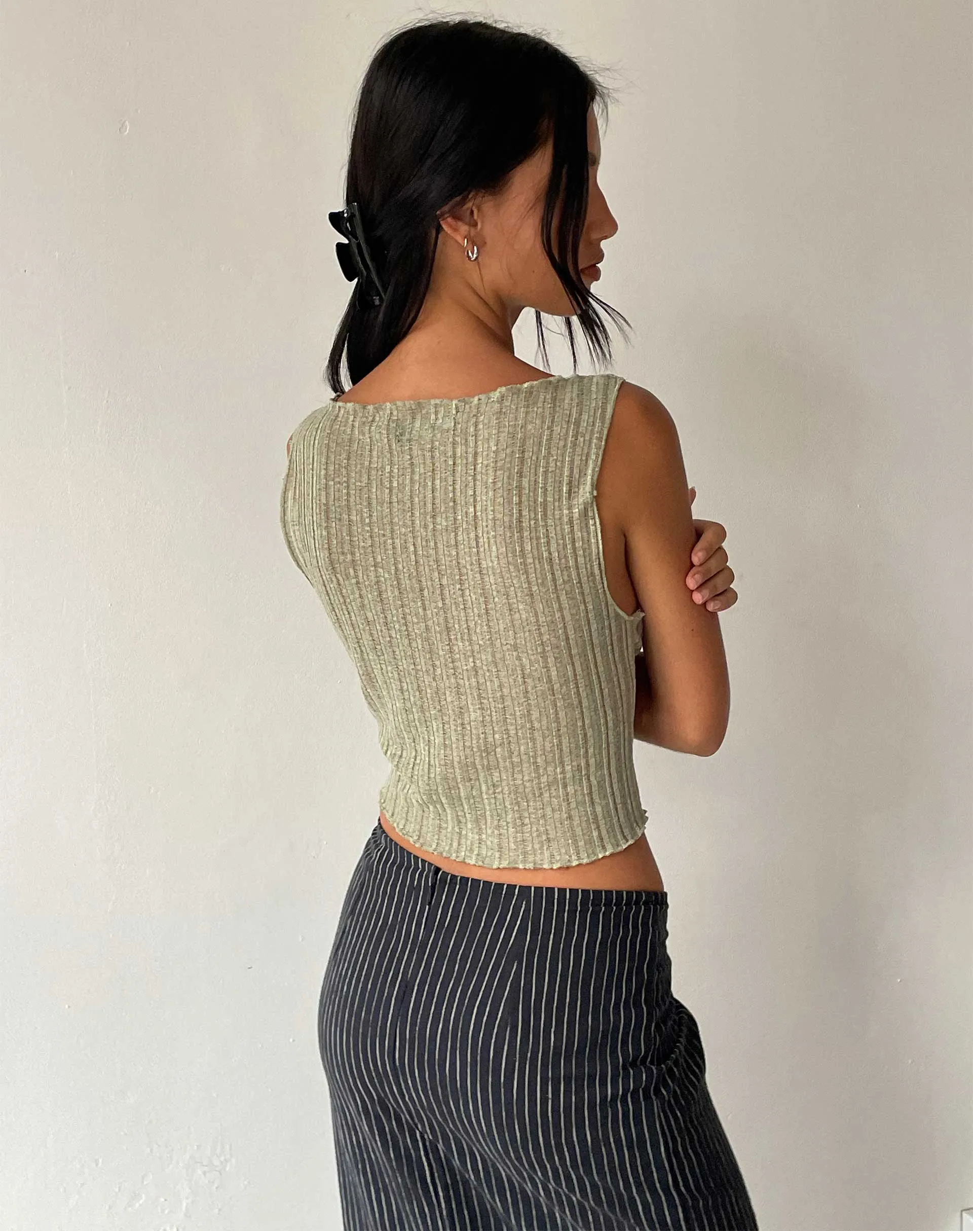 Etta Knitted Vest Top in Sage sold by Motel Rocks product image thumbnail 3