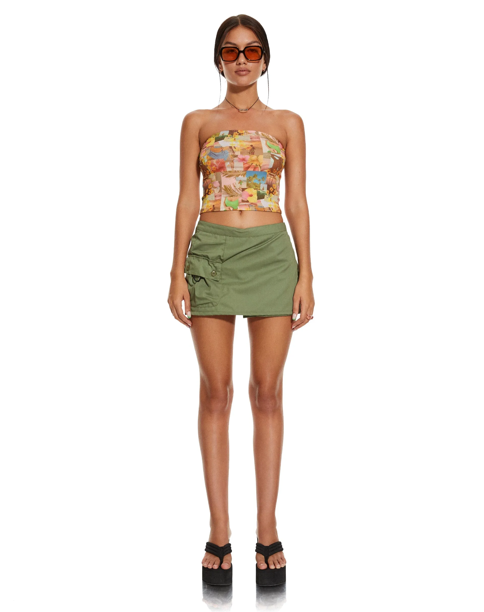 MOTEL X BARBARA Shae Bandeau Top in 90's Tropical Collage sold by Motel Rocks product image thumbnail 3