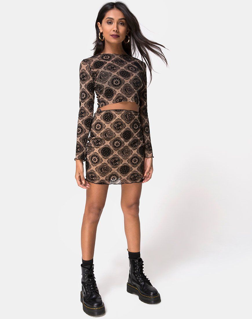 Bonver Top Taupe Net with Black Sign Flock sold by Motel Rocks product image thumbnail 4