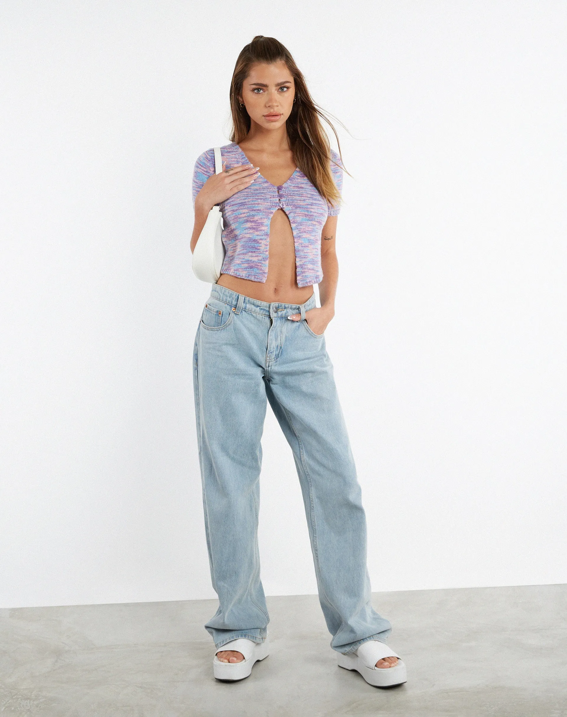Kusha Crop Top in Mix Space Dye Knit Lilac sold by Motel Rocks product image thumbnail 3