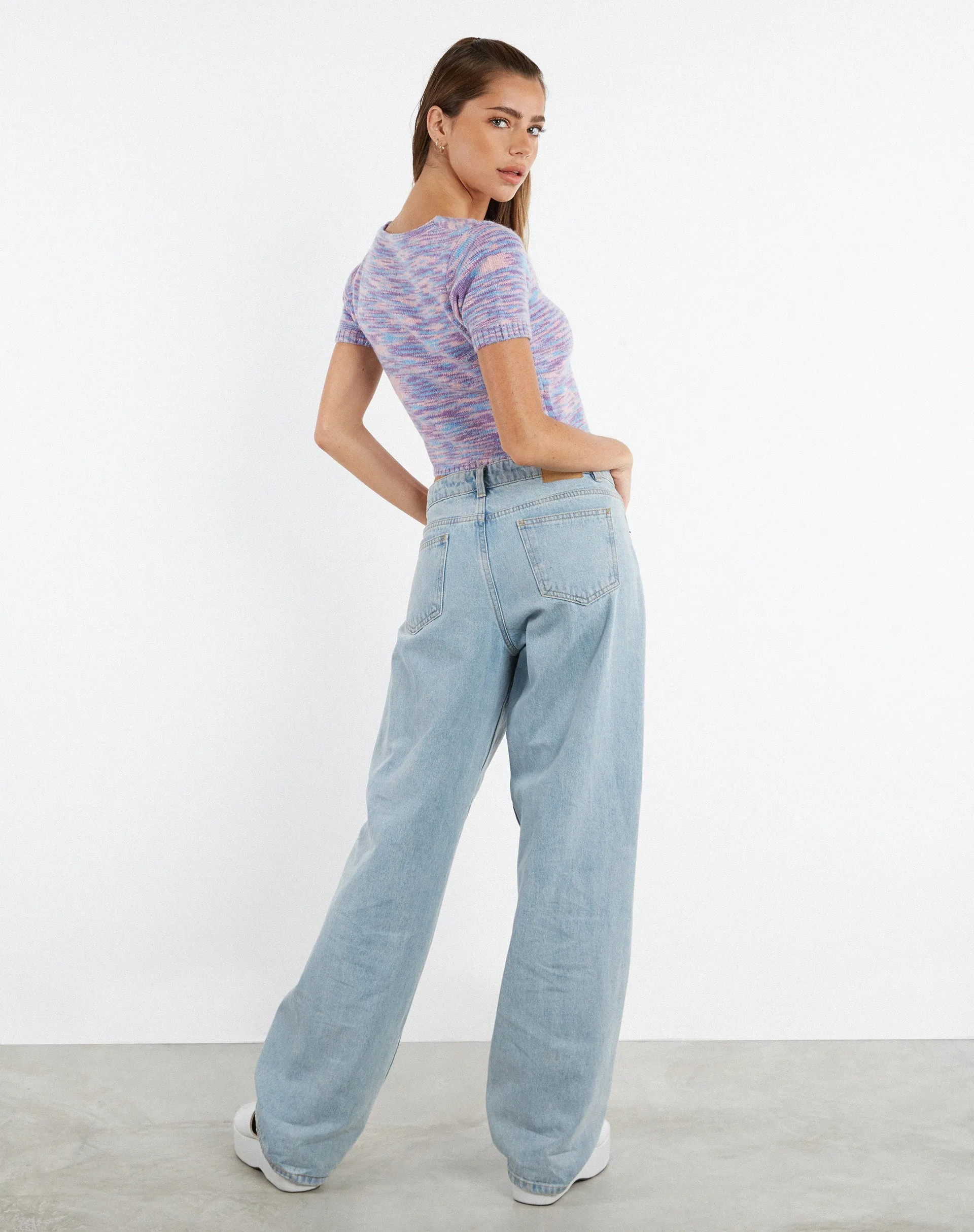 Kusha Crop Top in Mix Space Dye Knit Lilac sold by Motel Rocks product image thumbnail 5