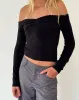 Makena Bardot Jumper in Brushed Black sold by Motel Rocks