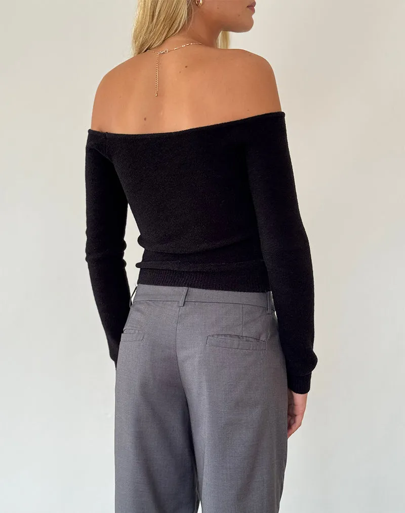 Makena Bardot Jumper in Brushed Black sold by Motel Rocks product image thumbnail 4