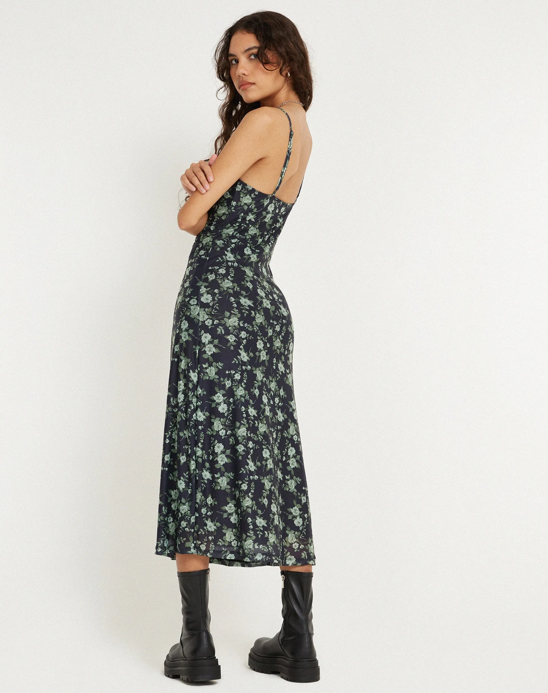 Kalana Midi Dress in Pretty Floral Green sold by Motel Rocks product image thumbnail 5