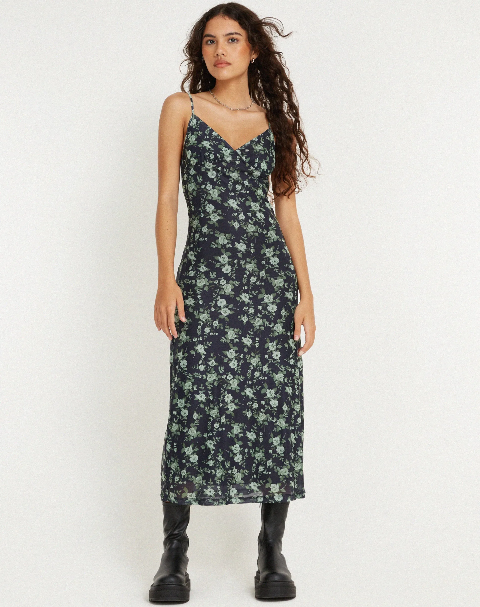 Kalana Midi Dress in Pretty Floral Green sold by Motel Rocks product image thumbnail 4