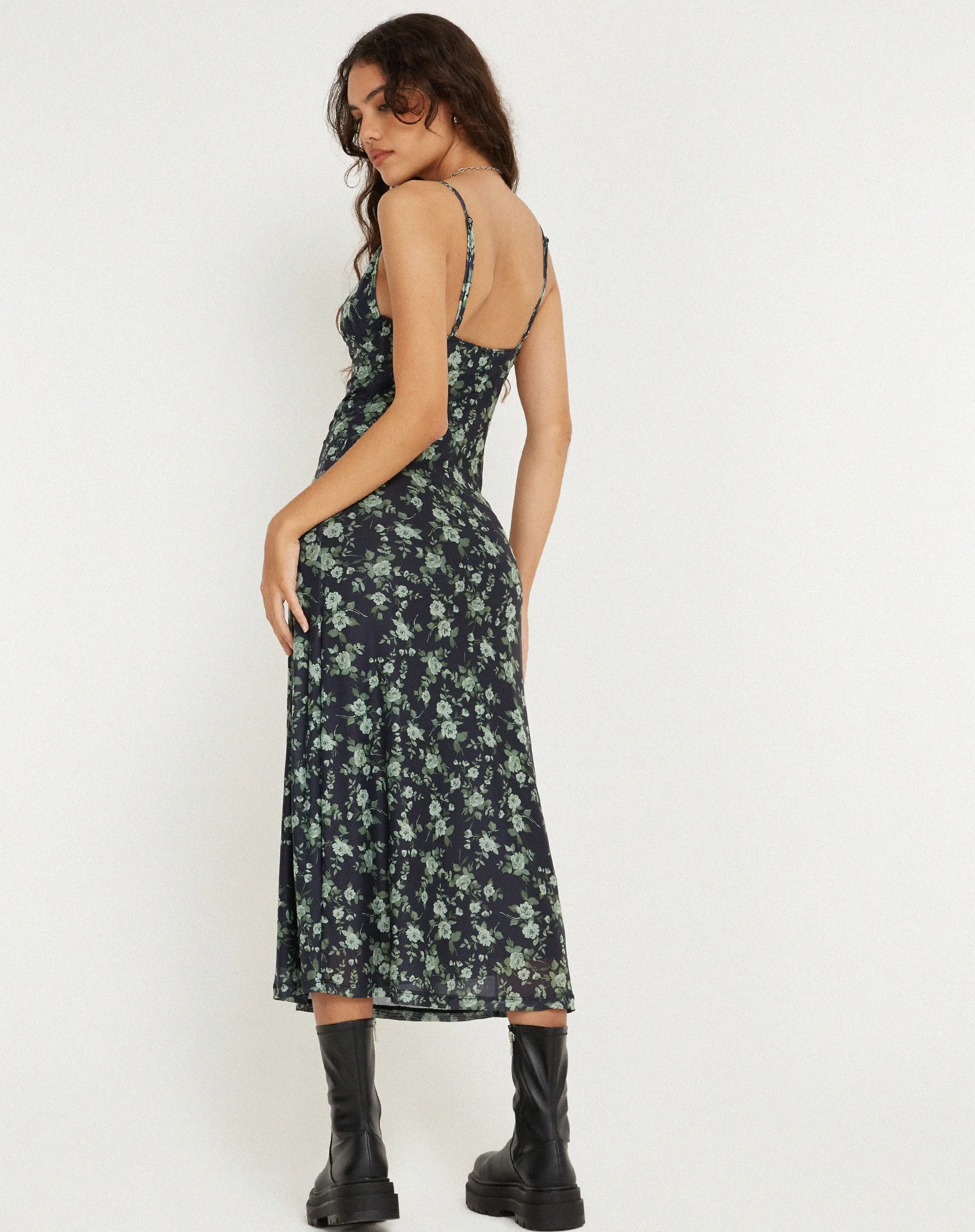 Kalana Midi Dress in Pretty Floral Green sold by Motel Rocks product image thumbnail 3