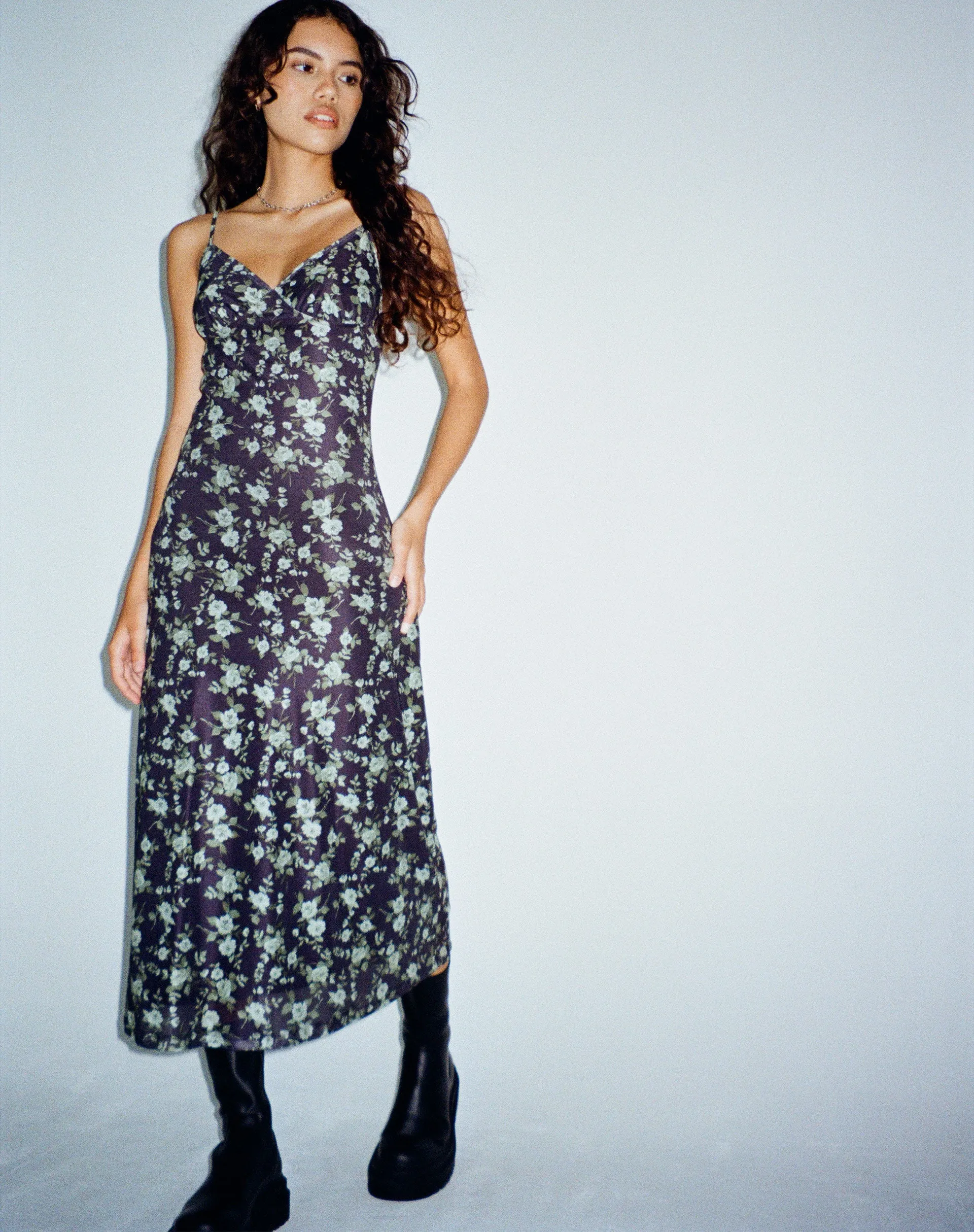 Kalana Midi Dress in Pretty Floral Green sold by Motel Rocks