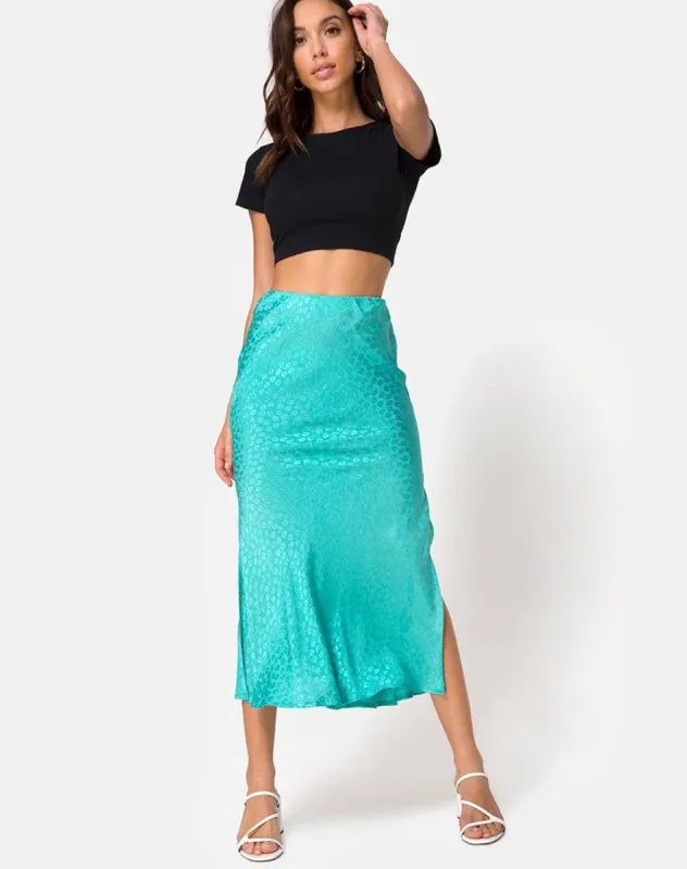 Tindra Skirt in Satin Ditsy Rose Blue sold by Motel Rocks