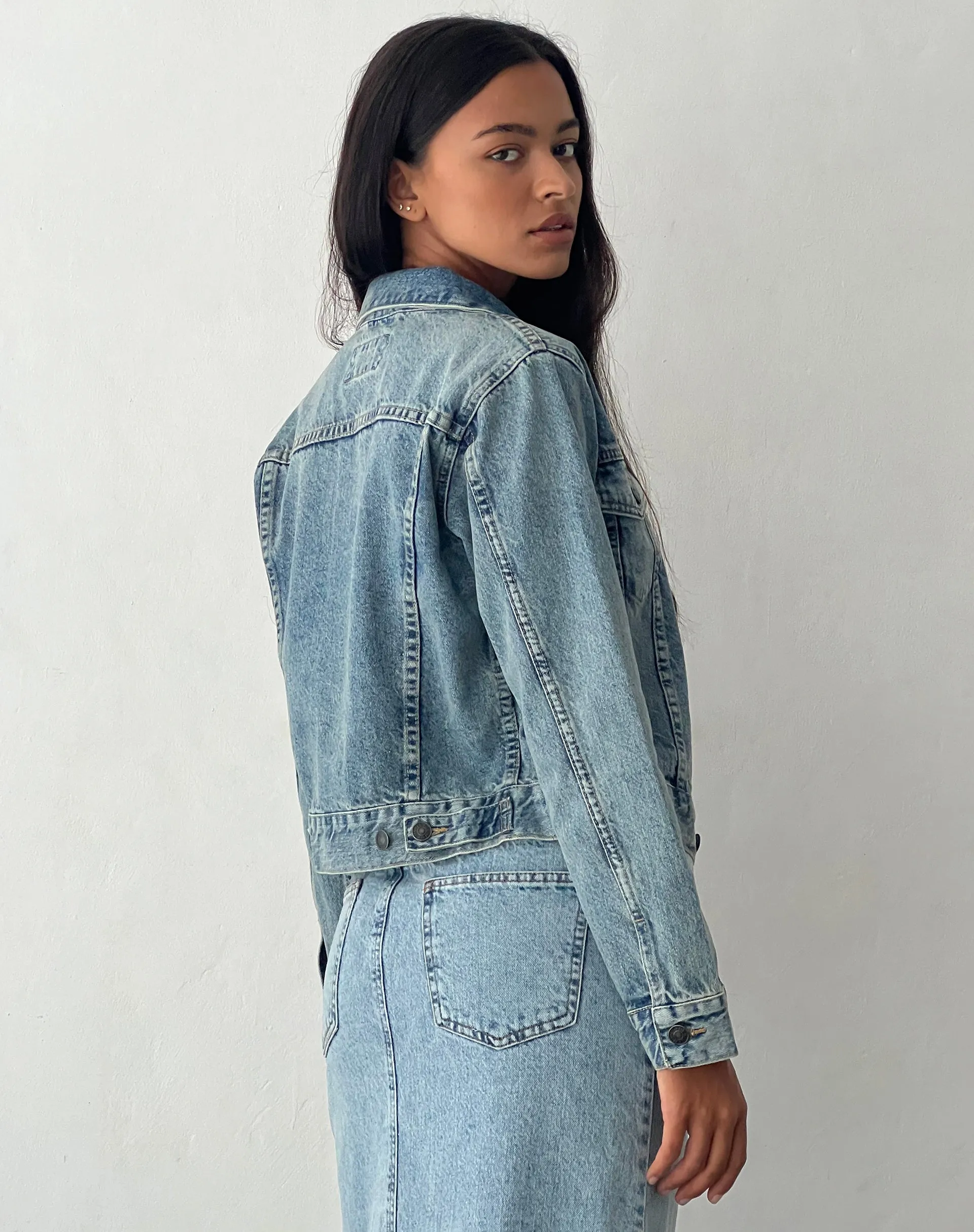 Fitted Denim Jacket in Blue Wash sold by Motel Rocks product image thumbnail 4